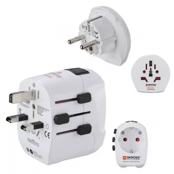 Hama World Travel Pro Light USB strāvas kontaktdakšas adapteris Universāls Balts
