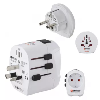Hama World Travel Pro Light USB strāvas kontaktdakšas adapteris Universāls Balts