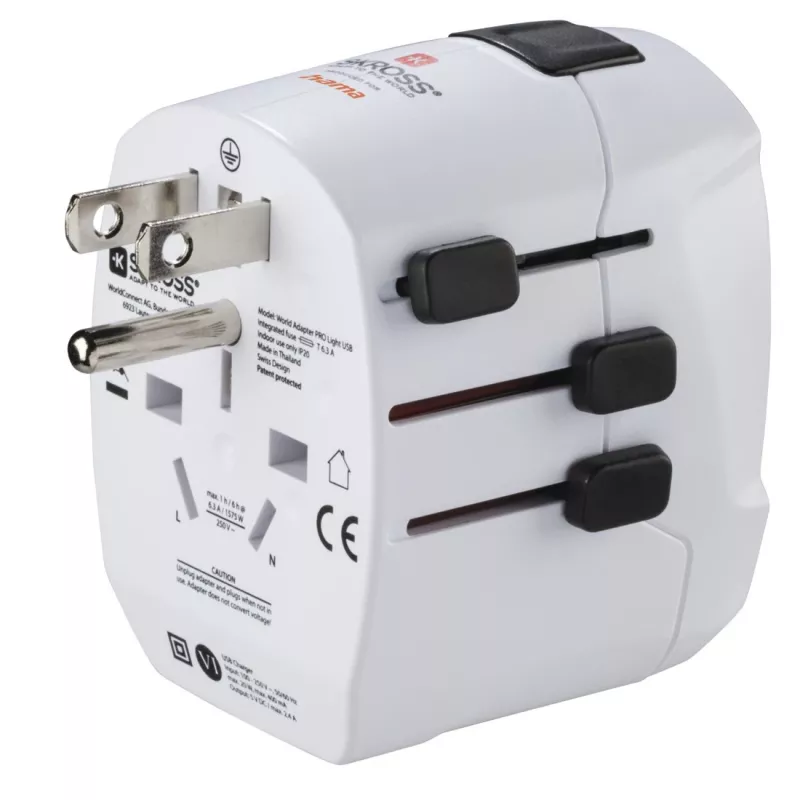 Hama World Travel Pro Light USB strāvas kontaktdakšas adapteris Universāls Balts