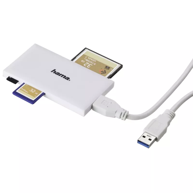 Hama USB 3.0 vairāku karšu lasītājs, SD/microSD/CF/MS, balts