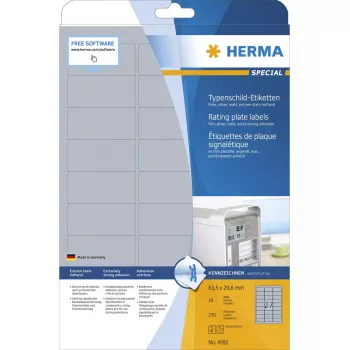 Pašlīmējošā etiķete HERMA 4592 noapaļots taisnstūris Sudraba krāsā