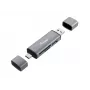 Equip karšu lasītājs ar USB 3.0 centrmezglu, OTG, MicroSD (TransFlash), MicroSDHC, SD, SDHC, pelēks, CE un RoHS, USB 3.2 Gen 1 (3.1 Gen 1) Type-A/Type-C, 202 mm, 12 mm
