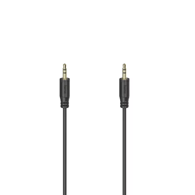 Hama Flexi-plāns audio kabelis 0,75 m 3,5 mm melns vīrišķais savienojums pret vīrišķo savienojumu zeltīts