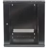 Intellinet 19 collu tīkla skapis - pie sienas stiprināms (standarta), 12U, 600 mm dziļš, melns, plakanā iepakojumā, maks. 60 kg, piemērots arī lietošanai uz galda vai grīdas, izmantojamais dziļums 410 mm, metāla un stikla durvis, aizmugurējais panelis, noņemami sāni, detaļas stiprināšanai pie sienas (piem., skrūves, dībeļi) nav iekļautas