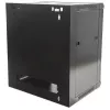 Intellinet 19 collu tīkla skapis - pie sienas stiprināms (standarta), 12U, 600 mm dziļš, melns, plakanā iepakojumā, maks. 60 kg, piemērots arī lietošanai uz galda vai grīdas, izmantojamais dziļums 410 mm, metāla un stikla durvis, aizmugurējais panelis, noņemami sāni, detaļas stiprināšanai pie sienas (piem., skrūves, dībeļi) nav iekļautas