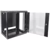 Intellinet 19 collu tīkla skapis - pie sienas stiprināms (standarta), 12U, 600 mm dziļš, melns, plakanā iepakojumā, maks. 60 kg, piemērots arī lietošanai uz galda vai grīdas, izmantojamais dziļums 410 mm, metāla un stikla durvis, aizmugurējais panelis, noņemami sāni, detaļas stiprināšanai pie sienas (piem., skrūves, dībeļi) nav iekļautas
