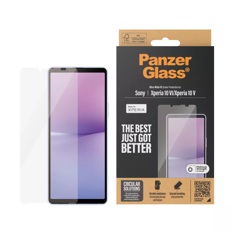 Ekrāna aizsargs PanzerGlass Sony Xperia 10 VI Ultra-Wide Fit pret skrāpējumiem un triecieniem