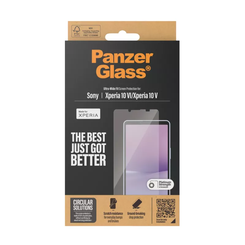 Ekrāna aizsargs PanzerGlass Sony Xperia 10 VI Ultra-Wide Fit pret skrāpējumiem un triecieniem