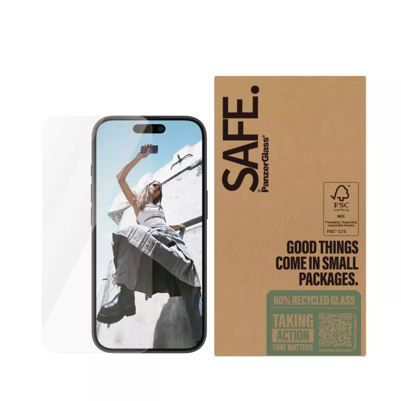 Ekrāna aizsargs PanzerGlass SAFE. by ® iPhone 16 15 Ultra-Wide Fit Izturīgs pret skrāpējumiem Triecienizturīgs