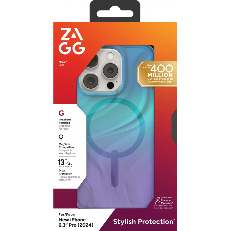 ZAGG Cases Milan Snap Apple iPhone 16 Pro Deep Aurora, vāciņš, Apple, iPhone 16 Pro, 16 cm (6.3 collas), zils, violets