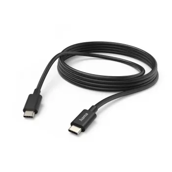 Hama lādēšanas kabelis, USB-C - USB-C, 3 m, melns, 3 m, USB C, USB C, USB 2.0, 0,48 Gbit/s, Melns
