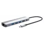 Manhattan USB-C dokstacija/rumbulis, pieslēgvietas (x6): Ethernet, HDMI, USB-A (x3) un USB-C, ar jaudas piegādi (PD) 100 W - nepieciešams ārējs USB-C lādētājs (nav iekļauts). Barošana caur USB (ārējs barošanas avots nav nepieciešams), kad PD netiek izmantots