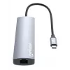 Manhattan USB-C dokstacija/rumbulis, pieslēgvietas (x6): Ethernet, HDMI, USB-A (x3) un USB-C, ar jaudas piegādi (PD) 100 W - nepieciešams ārējs USB-C lādētājs (nav iekļauts). Barošana caur USB (ārējs barošanas avots nav nepieciešams), kad PD netiek izmantots