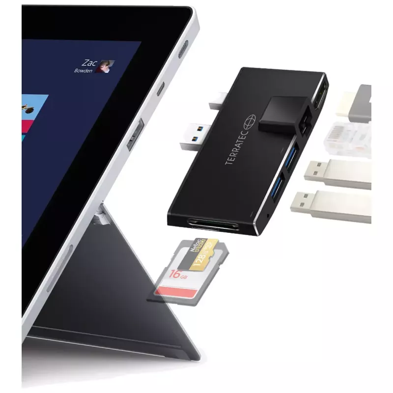 USB centrmezgls Terratec CONNECT Pro2 vadu USB 3.2 Gen 1 melns