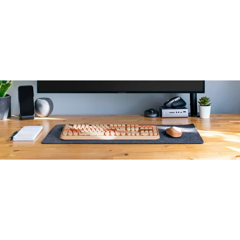 KeySonic KSKM-8200M-RF (DE) tastatūra Iekļauta pele Birojs RF Bezvadu QWERTZ Vācu Bēša, Brūna, Rozā