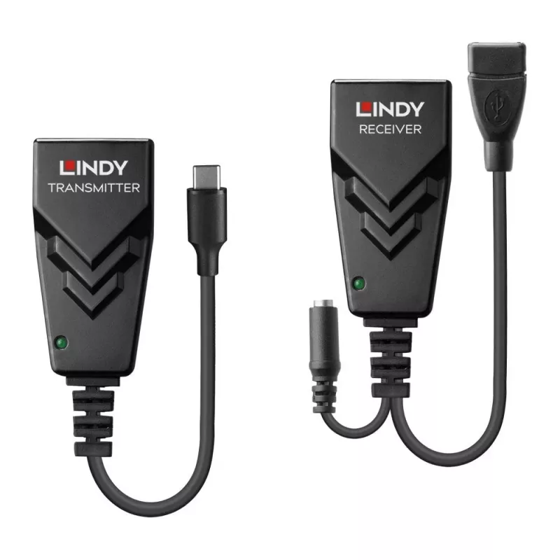 Lindy 100 m USB 2.0 Type C Cat.6 pagarinātājs, tīkla raidītājs un uztvērējs, 100 m, 480 Mbit/s, Cat5e, Cat6, CH317Q, CH9317, RTL8211E, melns
