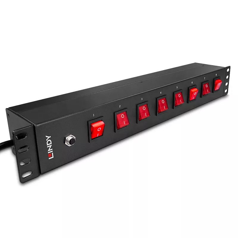 Lindy 73025 strāvas sadales bloks (PDU) 8 maiņstrāvas kontaktligzdas 1,5U melns