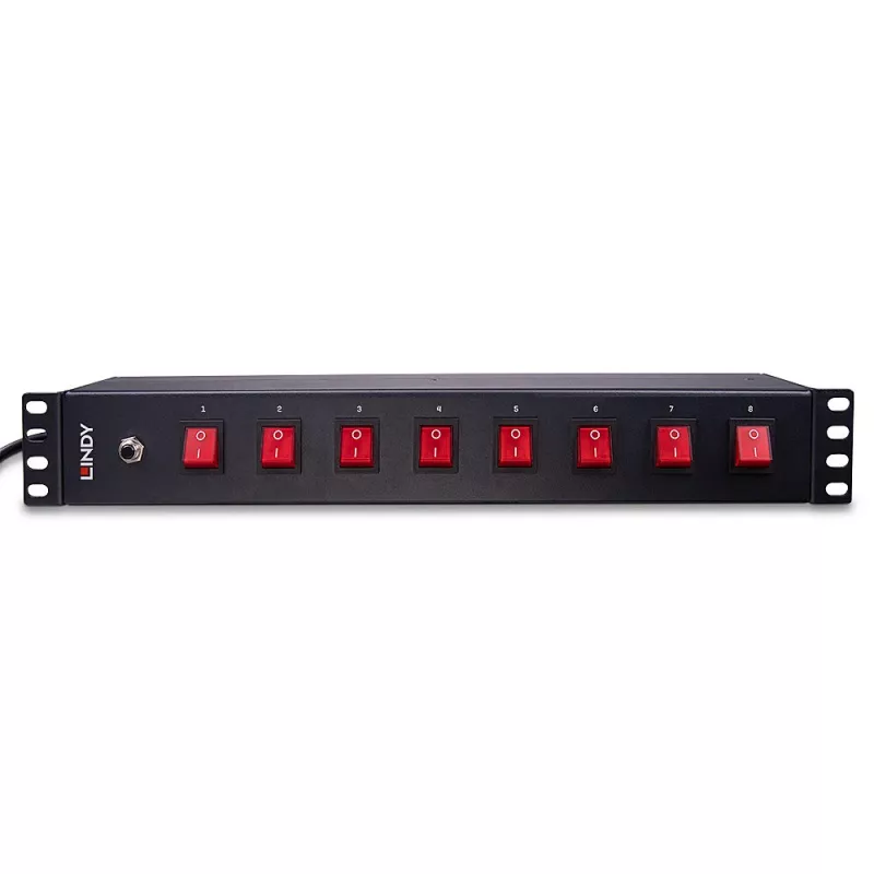 Lindy 73025 strāvas sadales bloks (PDU) 8 maiņstrāvas kontaktligzdas 1,5U melns