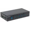 Manhattan USB-A 7 portu rūpnieciskais centrmezgls, 7x USB-A porti, 5 Gbps (USB 3.2 Gen1 jeb USB 3.0), 20 kV ESD aizsardzība, maiņstrāvas, kopnes un spaiļu bloka barošanas opcijas, DIN sliede, piestiprināms pie sienas, metāla korpuss, skrūvju bloķēšanas drošība