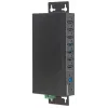 Manhattan USB-A 7 portu rūpnieciskais centrmezgls, 7x USB-A porti, 5 Gbps (USB 3.2 Gen1 jeb USB 3.0), 20 kV ESD aizsardzība, maiņstrāvas, kopnes un spaiļu bloka barošanas opcijas, DIN sliede, piestiprināms pie sienas, metāla korpuss, skrūvju bloķēšanas drošība