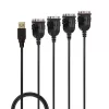 Lindy USB uz 4 portu seriālais pārveidotājs, melns, 0,94 m, USB Type-A, DB-9, vīrišķais, vīrišķais