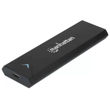Manhattan M.2 NVMe SSD korpuss, USB-C sievišķais savienotājs, 10 Gbps (USB 3.2 Gen2 aka USB 3.1), UASP-saderīgs, SuperSpeed+ USB, alumīnijs, melns, trīs gadu garantija
