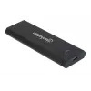 Manhattan M.2 NVMe SSD korpuss, USB-C sievišķais savienotājs, 10 Gbps (USB 3.2 Gen2 aka USB 3.1), UASP-saderīgs, SuperSpeed+ USB, alumīnijs, melns, trīs gadu garantija