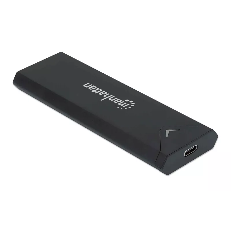 Manhattan M.2 NVMe SSD korpuss, USB-C sievišķais savienotājs, 10 Gbps (USB 3.2 Gen2 aka USB 3.1), UASP-saderīgs, SuperSpeed+ USB, alumīnijs, melns, trīs gadu garantija