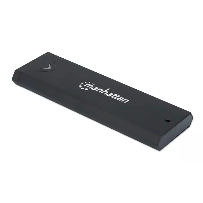 Manhattan M.2 NVMe SSD korpuss, USB-C sievišķais savienotājs, 10 Gbps (USB 3.2 Gen2 aka USB 3.1), UASP-saderīgs, SuperSpeed+ USB, alumīnijs, melns, trīs gadu garantija