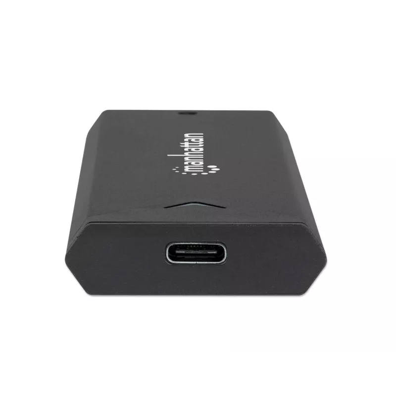 Manhattan M.2 NVMe SSD korpuss, USB-C sievišķais savienotājs, 10 Gbps (USB 3.2 Gen2 aka USB 3.1), UASP-saderīgs, SuperSpeed+ USB, alumīnijs, melns, trīs gadu garantija