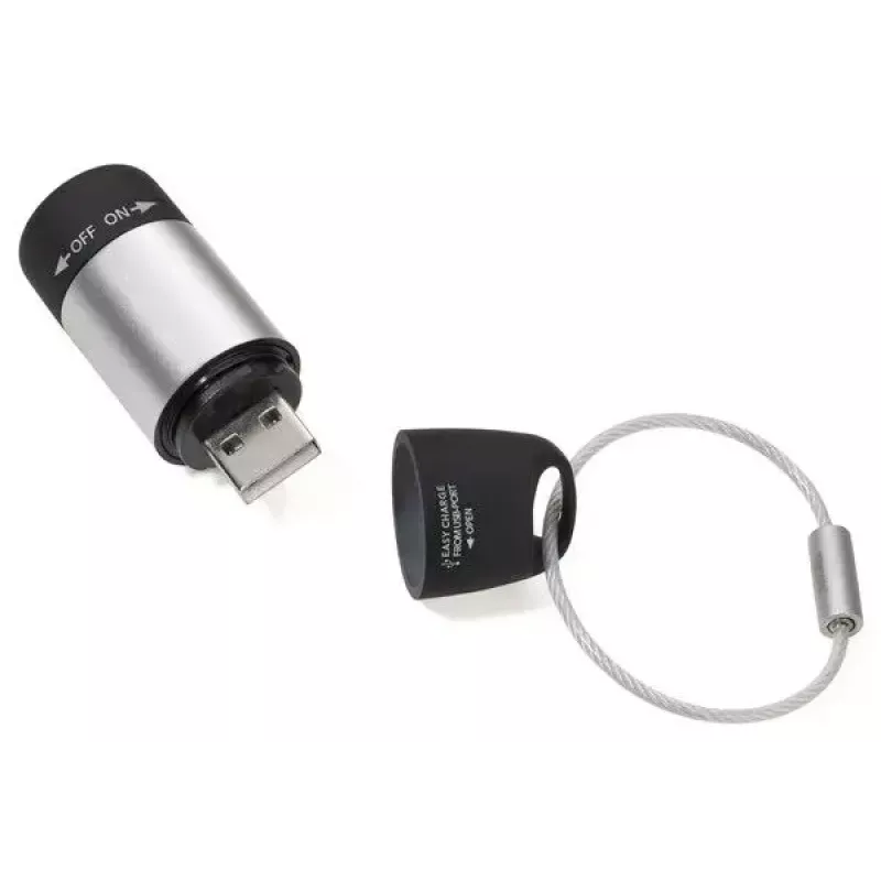 Atslēgu piekariņa lukturītis TROIKA ECO CHARGE melni pelēks LED USB