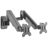 Manhattan Dual Wall Mount for TV & Monitors (Full Motion Gas Spring), Ekrāniem 17 inch līdz 32 inch, VESA saderība: 75x75 mm un 100x100 mm - pārbaudiet četru montāžas caurumu izmērus ekrāna aizmugurē, lai nodrošinātu atbilstību, Maks. 8 kg katram, Melns, Kronšteins