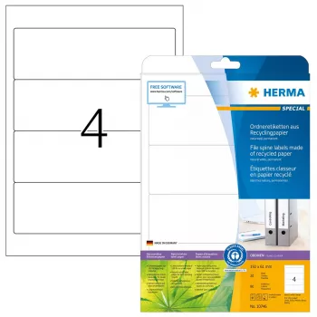 Pašlīmējošās printera uzlīmes HERMA 10746 Baltas 19,2 x 6,1 cm 80 uzlīmes