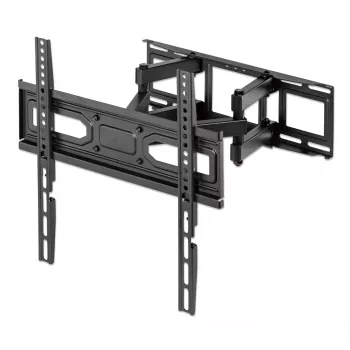 Manhattan sienas stiprinājums televizoriem un monitoriem (pilna kustība), piemērots 32 inch līdz 55 inch ekrāniem, VESA saderība: visi no 100x100mm līdz 400x400mm – pārbaudiet četru montāžas caurumu izmērus ekrāna aizmugurē, lai nodrošinātu atbilstību, maks. 40 kg, melns, kronšteins, mūža garantija