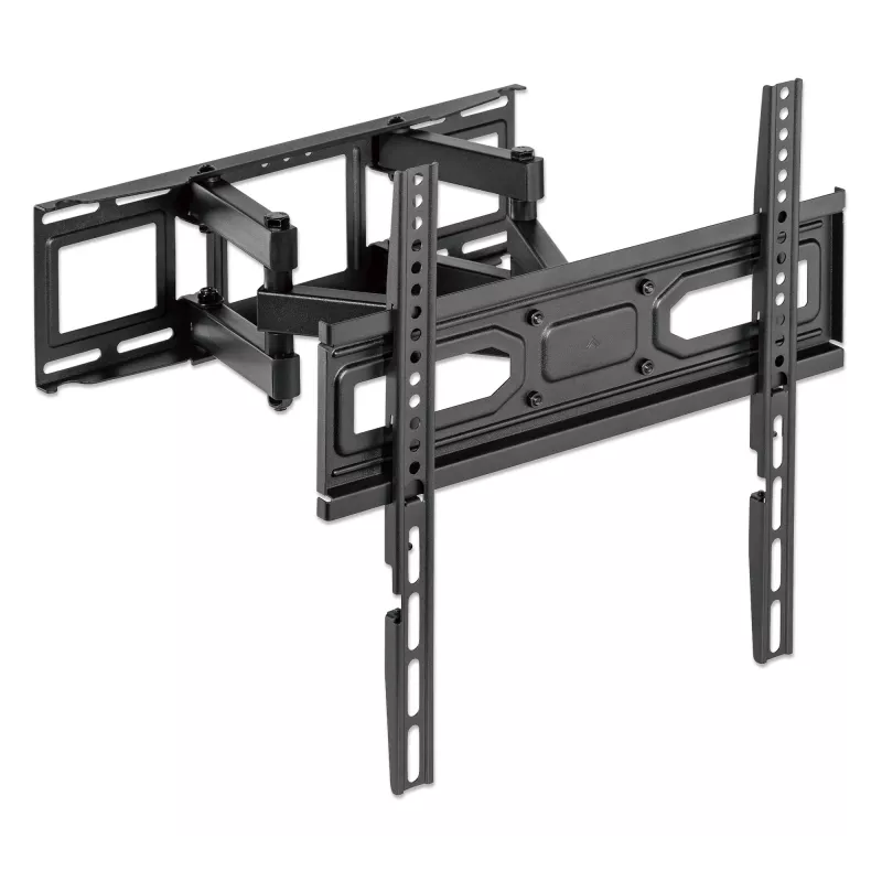Manhattan sienas stiprinājums televizoriem un monitoriem (pilna kustība), piemērots 32 inch līdz 55 inch ekrāniem, VESA saderība: visi no 100x100mm līdz 400x400mm – pārbaudiet četru montāžas caurumu izmērus ekrāna aizmugurē, lai nodrošinātu atbilstību, maks. 40 kg, melns, kronšteins, mūža garantija