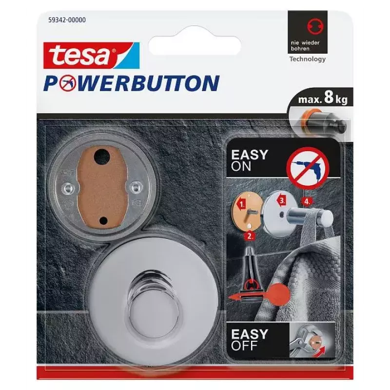Dvieļu āķis TESA 59342 Indoor Chrome 3 gab.