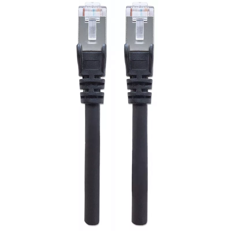 Intellinet tīkla komutācijas kabelis, Cat6, 20 m, melns, varš, S/FTP, LSOH / LSZH, PVC, RJ45, apzeltīti kontakti, bez aizķeršanās, ar aizsargapvalku, mūža garantija