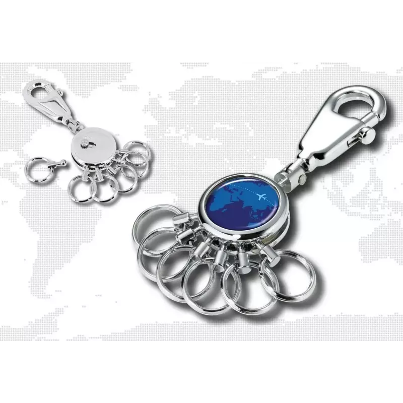 Atslēgu piekariņš TROIKA AROUND THE WORLD zils sudrabains metāls 25x90x9 mm