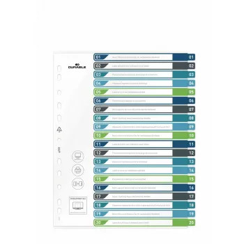Tukša šķirkļu indeksa lapa Durable 679727 Daudzkrāsains Polipropilēns 245x305 mm