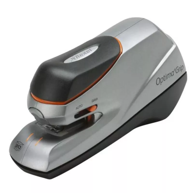 Rexel Optima Grip Electric Stapler EU, 20 loksnes, melna, sudraba, 449,5 g, 147 mm, 200 mm, 88 mm