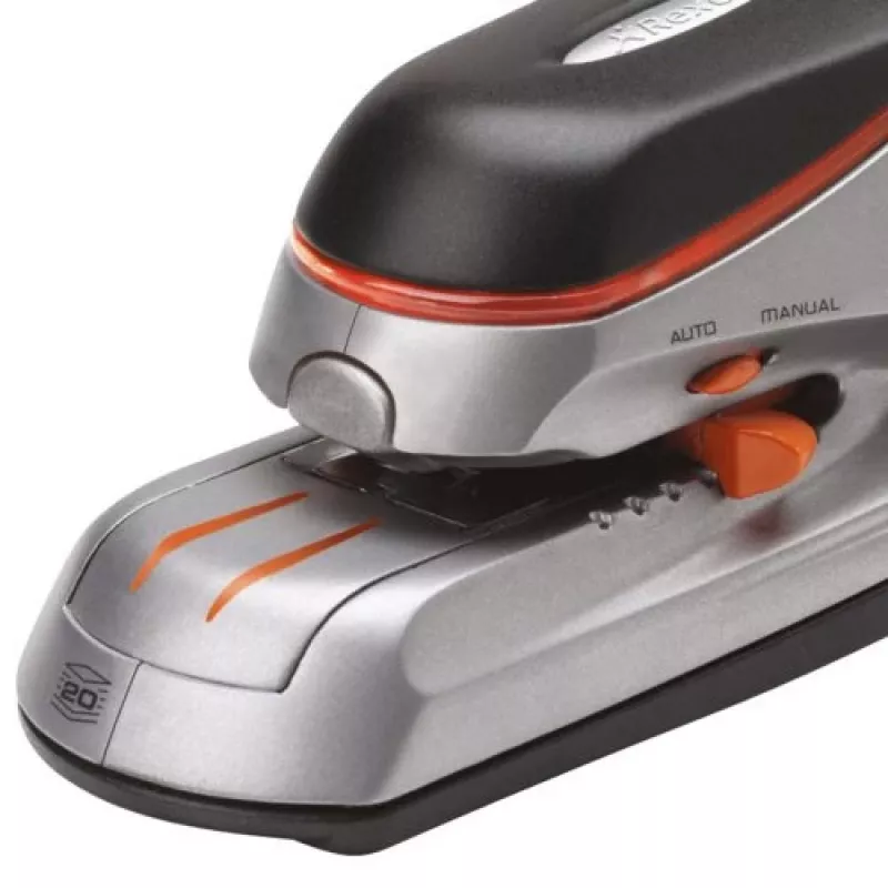 Rexel Optima 20 elektriskais skavotājs, 20 loksnes, melna, oranža, sudraba, 788 g, 292 mm, 143 mm, 175 mm