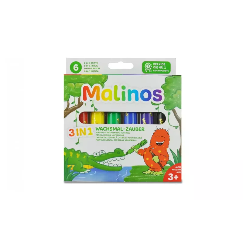 Crayon Malinos 301036 6 gab. Daudzkrāsains Melns Zils Zaļš Sarkans Violets Dzeltens