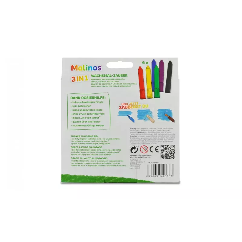 Crayon Malinos 301036 6 gab. Daudzkrāsains Melns Zils Zaļš Sarkans Violets Dzeltens