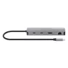 Manhattan USB-C dokstacija/rumbis ar karšu lasītāju, pieslēgvietas (7): Ethernet, HDMI, USB-A (3) un USB-C (2), ar Power Delivery (PD) 100 W – nepieciešams ārējs USB-C lādētājs (nav iekļauts). Darbināms ar USB (nav nepieciešams ārējs barošanas avots), ja PD netiek izmantots