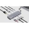 Manhattan USB-C dokstacija/rumbis ar karšu lasītāju, pieslēgvietas (7): Ethernet, HDMI, USB-A (3) un USB-C (2), ar Power Delivery (PD) 100 W – nepieciešams ārējs USB-C lādētājs (nav iekļauts). Darbināms ar USB (nav nepieciešams ārējs barošanas avots), ja PD netiek izmantots