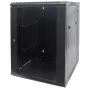 Intellinet 19 collu tīkla skapis – sienas stiprinājums (divu sekciju verama izvēršanās), 15U, 550 mm dziļš, melns, samontēts, maks. 30 kg, izveras, lai piekļūtu skapja aizmugurei, kad uzstādīts pie sienas, 19 collas, lietojamais dziļums 425 mm, sienas montāžas daļas nav iekļautas