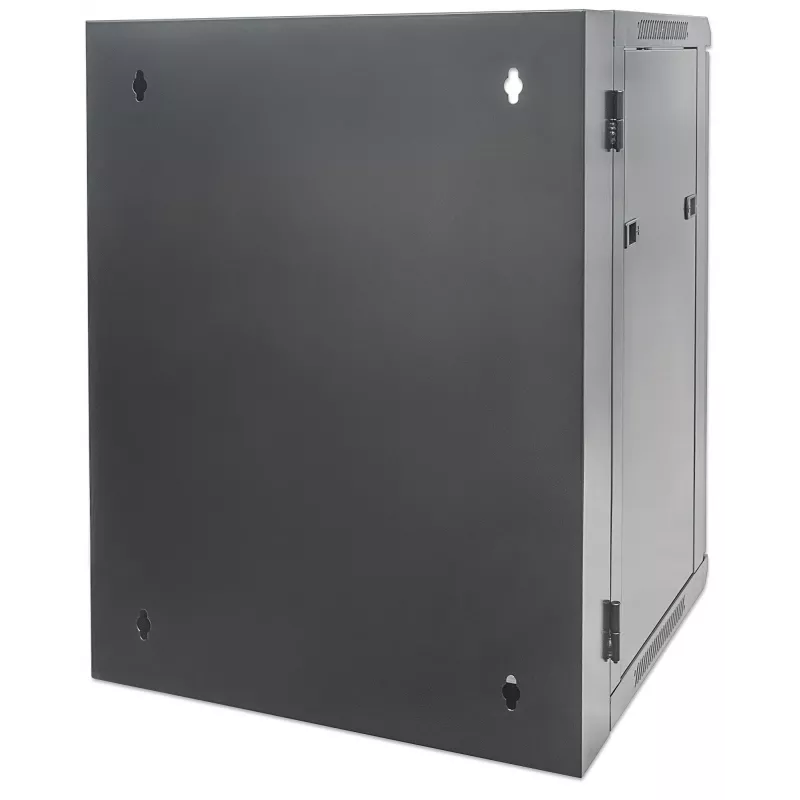 Intellinet 19 collu tīkla skapis – sienas stiprinājums (divu sekciju verama izvēršanās), 15U, 550 mm dziļš, melns, samontēts, maks. 30 kg, izveras, lai piekļūtu skapja aizmugurei, kad uzstādīts pie sienas, 19 collas, lietojamais dziļums 425 mm, sienas montāžas daļas nav iekļautas