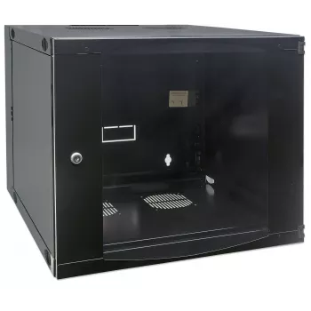Intellinet 19 collu tīkla skapis - piestiprināms pie sienas (divu sekciju ar eņģēm atverams), 9U, 600 mm dziļš, melns, plakanā iepakojumā, maks. 30 kg, atverams, lai piekļūtu skapja aizmugurei, kad uzstādīts pie sienas, 19 collas, izmantojamais dziļums 385 mm, detaļas sienas uzstādīšanai nav iekļautas