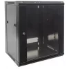 Intellinet 19 collu tīkla skapis - sienas stiprinājuma (standarta), 15U, 450mm dziļš, melns, saliekams, maks. 60kg, metāla un stikla durvis, aizmugurējais panelis, noņemamas sānu malas, piemērots arī lietošanai uz galda vai grīdas, izmantojamais dziļums n