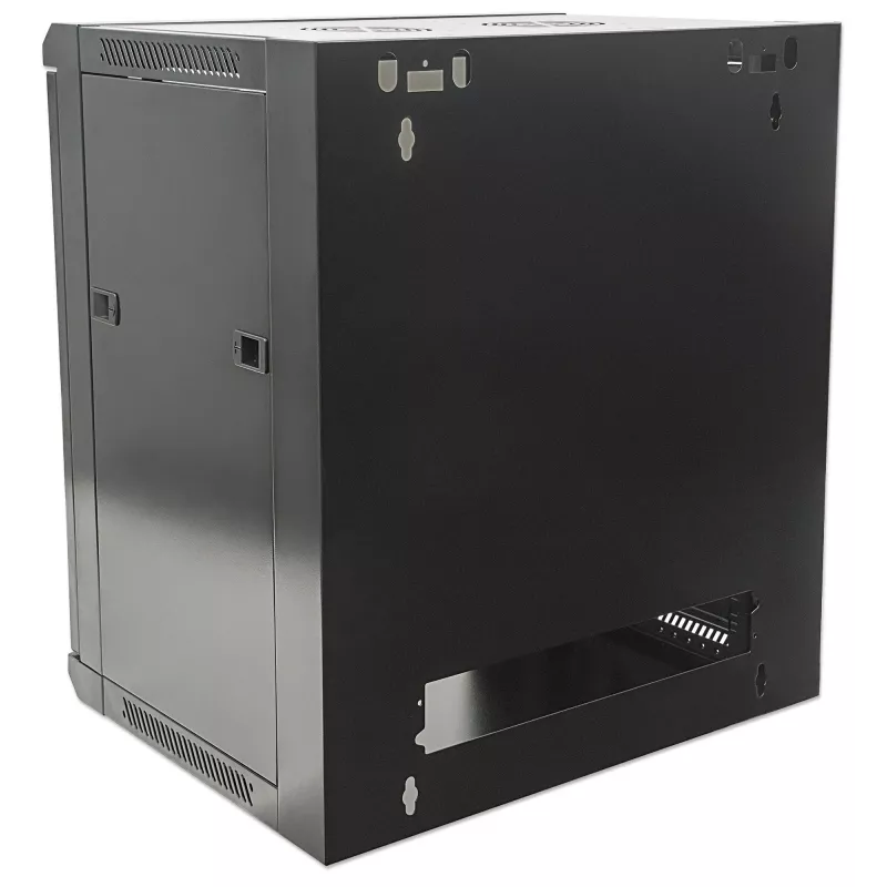 Intellinet 19 collu tīkla skapis - sienas stiprinājuma (standarta), 15U, 450mm dziļš, melns, saliekams, maks. 60kg, metāla un stikla durvis, aizmugurējais panelis, noņemamas sānu malas, piemērots arī lietošanai uz galda vai grīdas, izmantojamais dziļums n